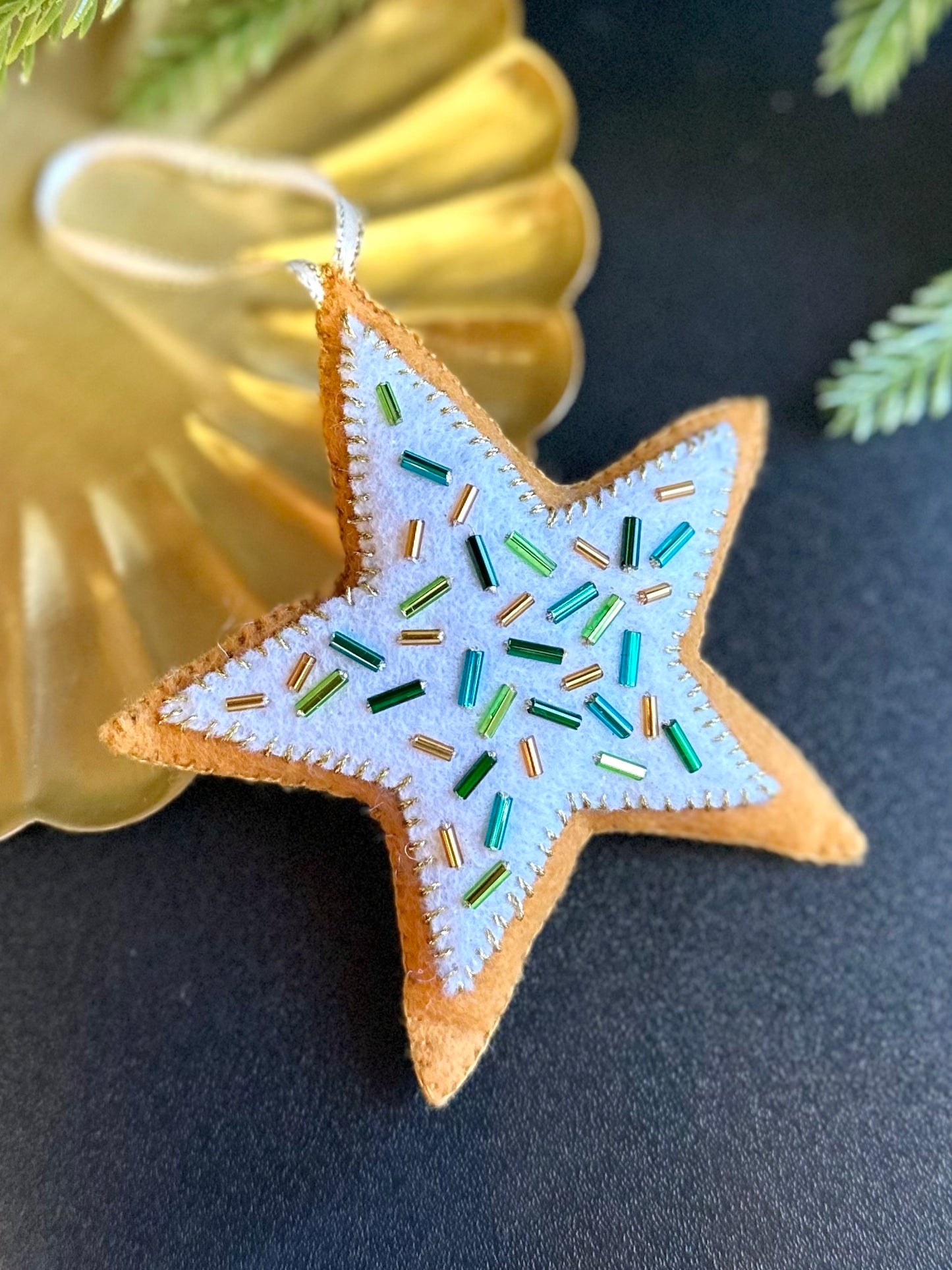 Sugar Cookie Star Felt Ornament by Brittany Montour