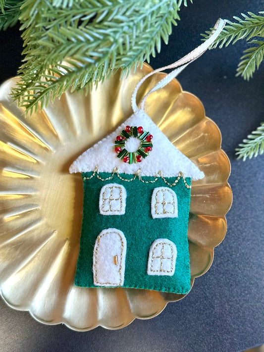 Christmas House Felt Ornament by Brittany Montour