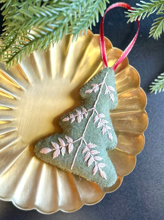 Embroidered Tree Felt Ornament by Brittany Montour