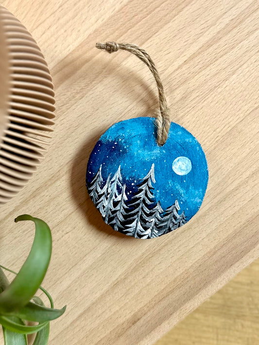 Stars and Moon Hand-Painted Ornament by Brittany Montour