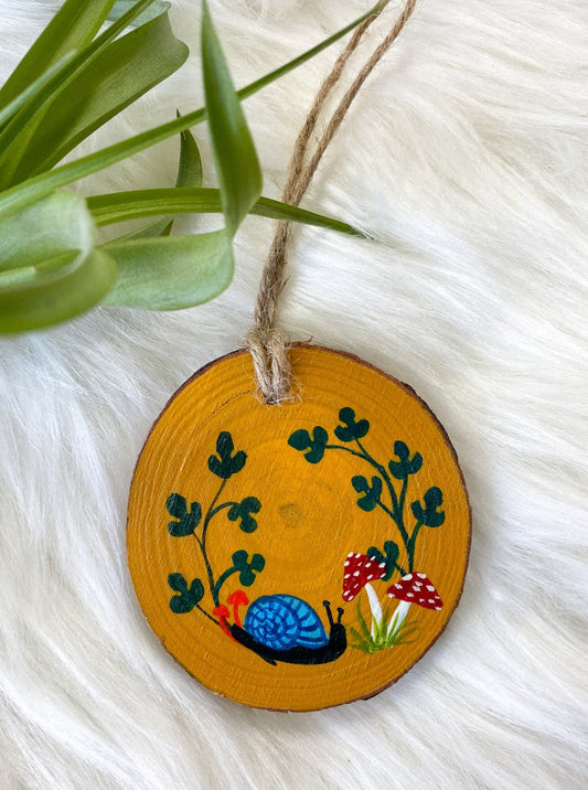 Snail + Amanitas Hand-Painted Ornament by Brittany Montour