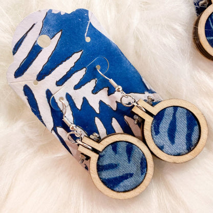 Hoop + Cyanotype Fabric Earring by AK Sunprints