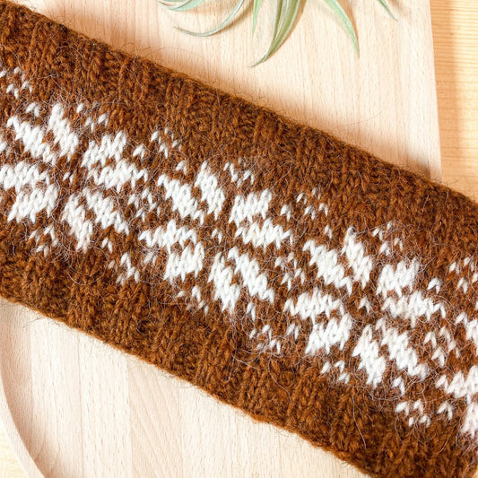 Snowflake Headband | Copper + White by Kayleigh Knits