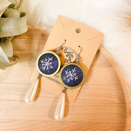 Snowflake Dewdrop Earrings by Brittany Montour