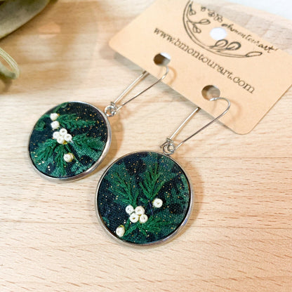 Ferns and Snowberries Earrings by Brittany Montour