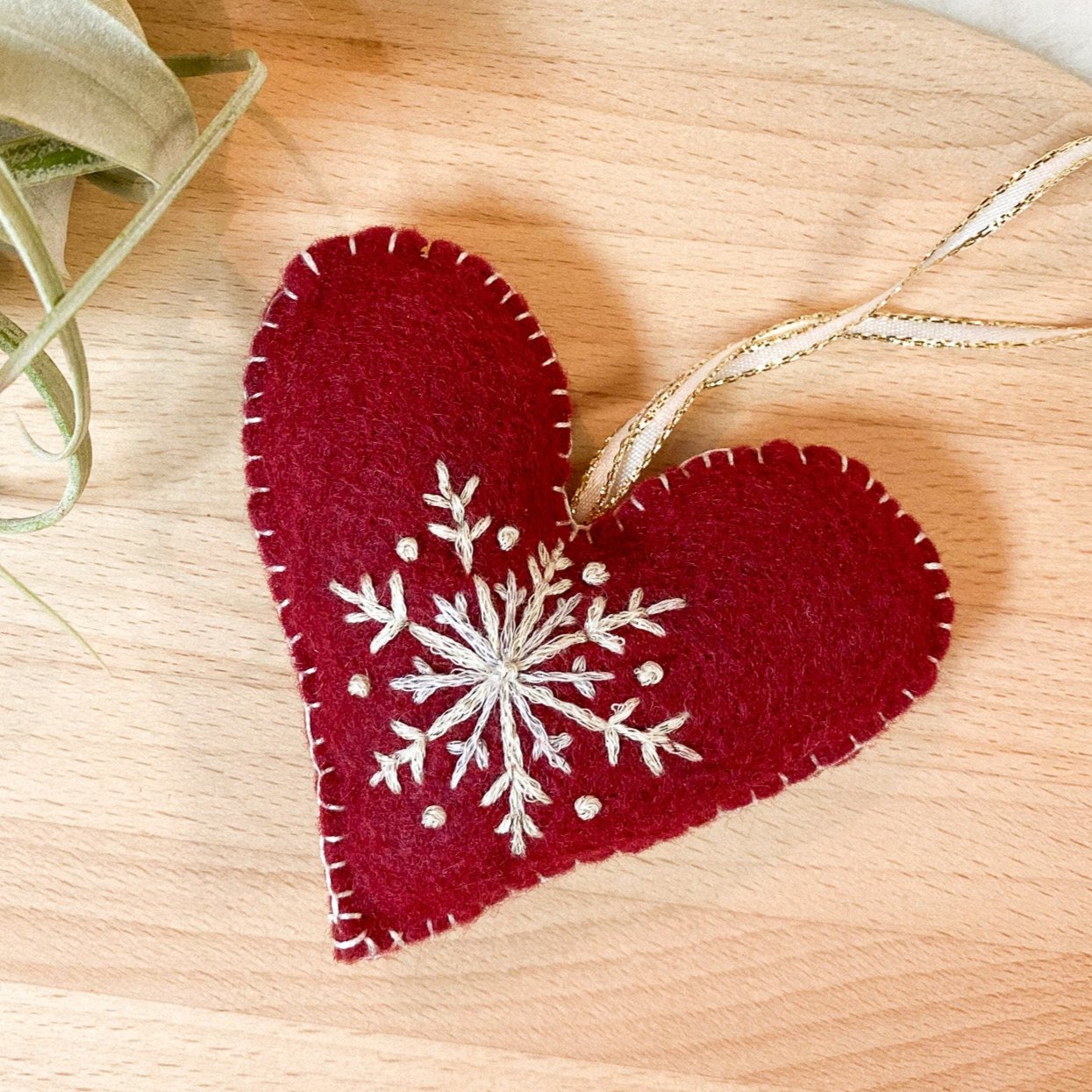 Snowflake Heart Felt Ornament by Brittany Montour