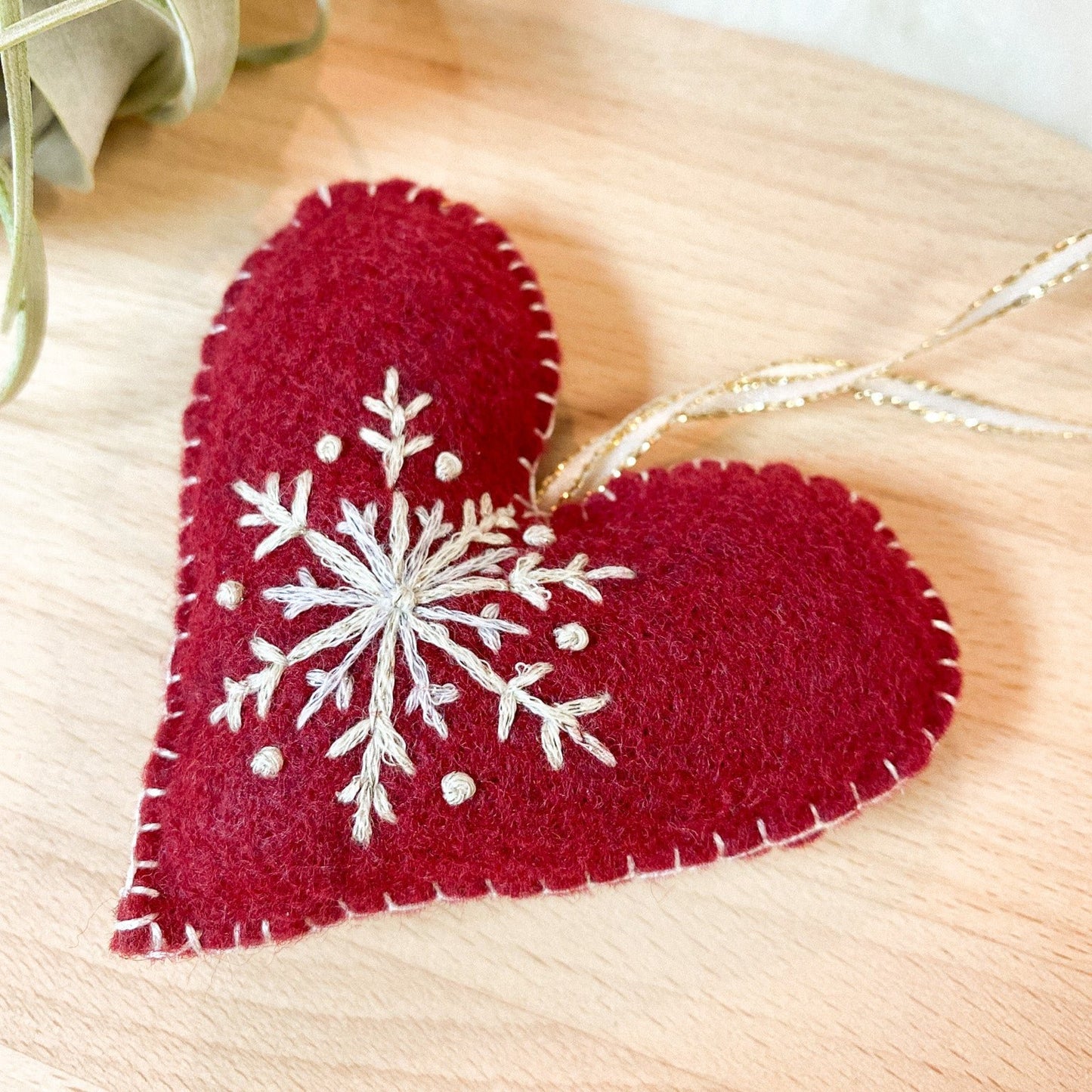 Snowflake Heart Felt Ornament by Brittany Montour