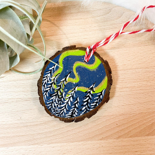 Aurora in the Woods Hand-Painted Ornament by Brittany Montour