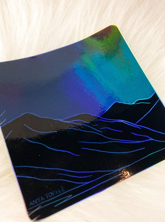 Holographic Mountains Sticker by Anya Toelle