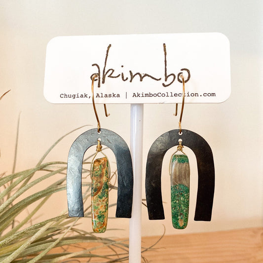Arch | Black + Emperor Stone Earrings by Akimbo Collection