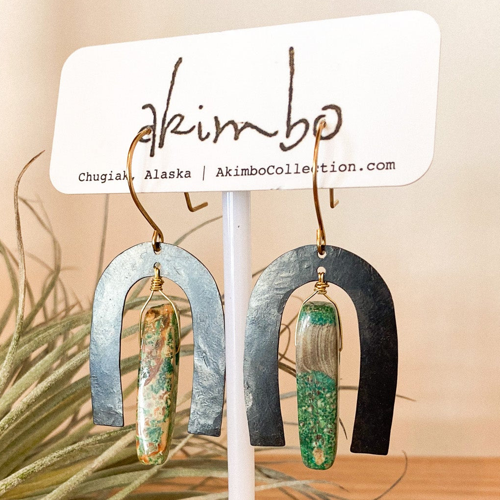 Arch | Black + Emperor Stone Earrings by Akimbo Collection