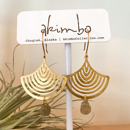 Brass Echo | Labradorite Earrings by Akimbo Collection