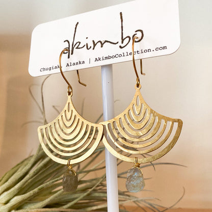 Brass Echo | Labradorite Earrings by Akimbo Collection