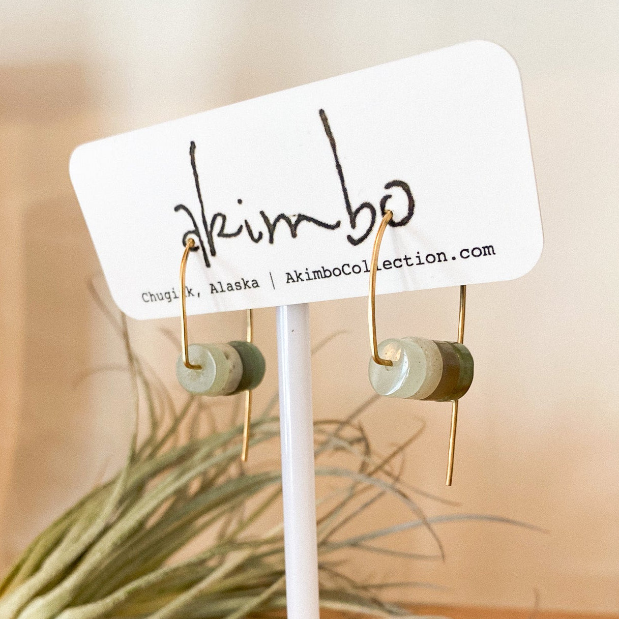 Closed Back Brass + Gradient Stones Earrings by Akimbo Collection