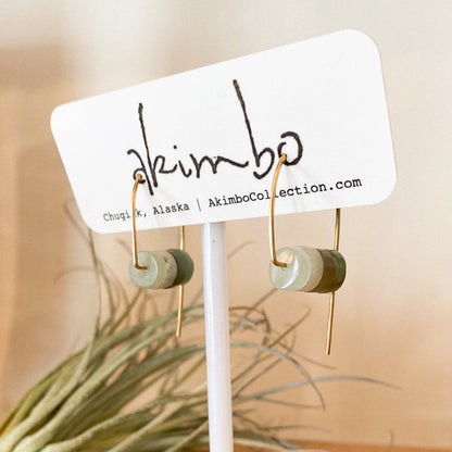 Closed Back Brass + Gradient Stones Earrings by Akimbo Collection
