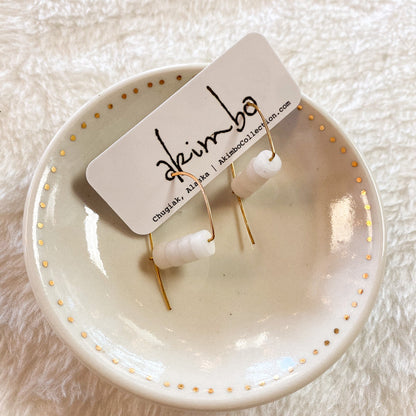 Closed Back Brass + Quartz Earrings by Akimbo Collection