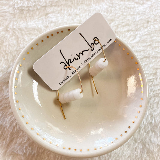 Closed Back Brass + Quartz Earrings by Akimbo Collection
