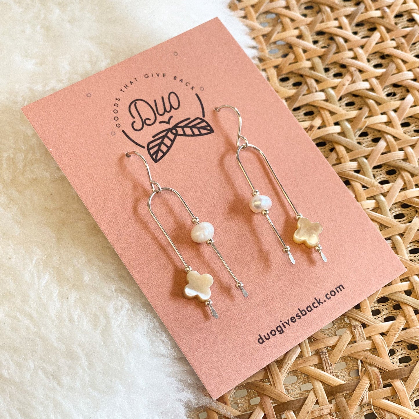 Lydia Pearl Cross Earrings | Sterling Silver by DUO Goods