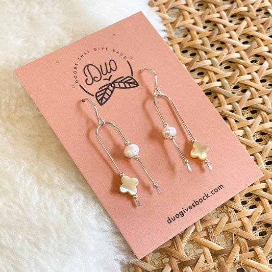 Lydia Pearl Cross Earrings | Sterling Silver by DUO Goods