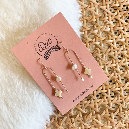 Lydia Pearl Cross Earrings | Gold-filled by DUO Goods
