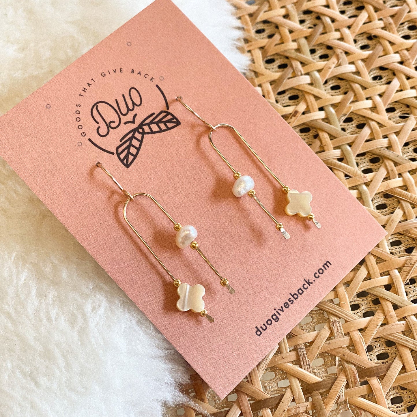 Lydia Pearl Cross Earrings | Gold-filled by DUO Goods
