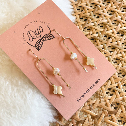 Lydia Pearl Cross Earrings | Gold-filled by DUO Goods