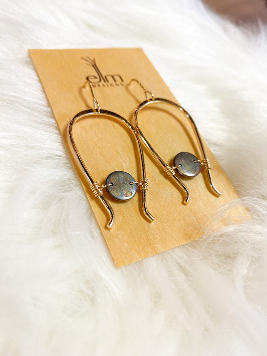 Gold / Shibuichi Large Arc Dangles by Elm Designs