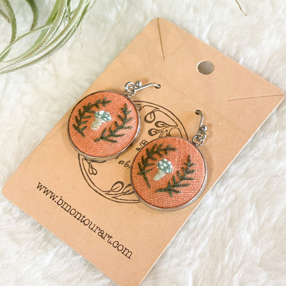 Blue Amanitas + Ferns Earrings by Brittany Montour