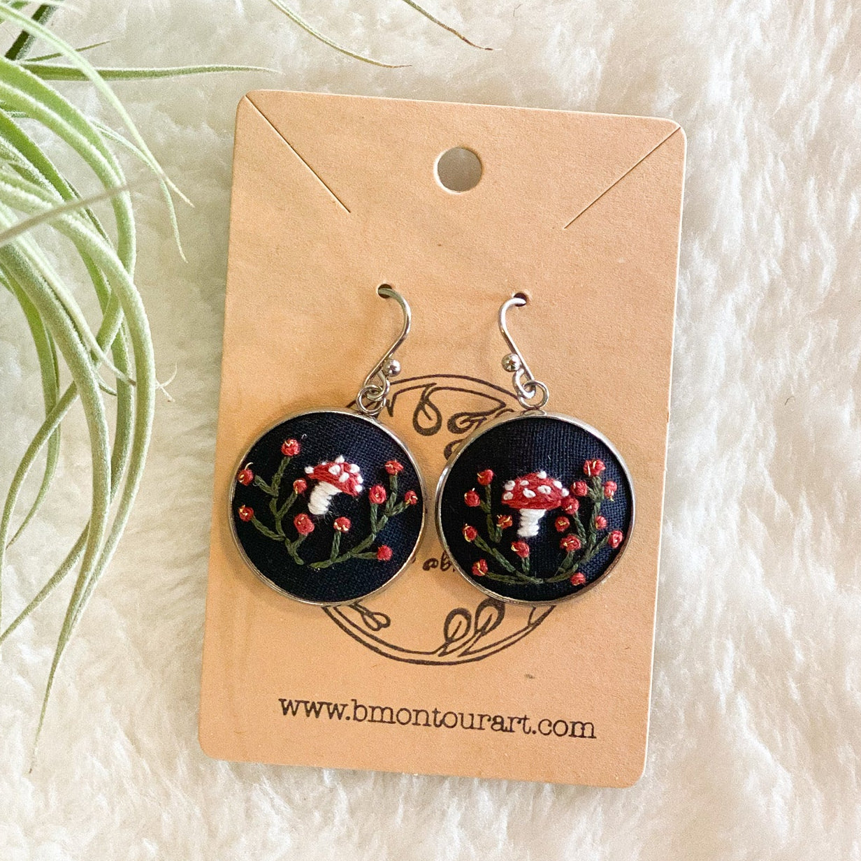 Amanitas + Cranberries Earrings by Brittany Montour