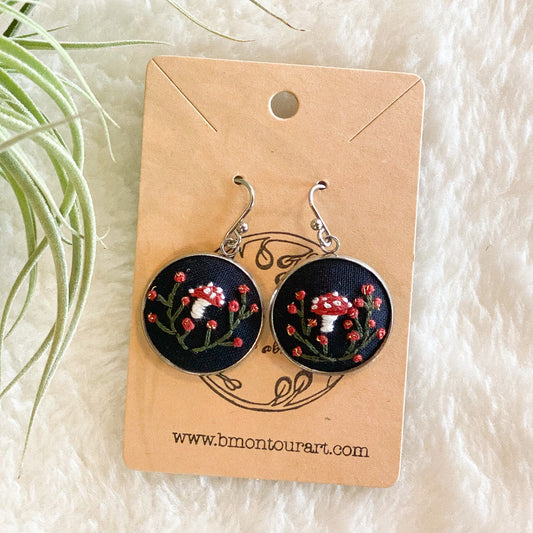 Amanitas + Cranberries Earrings by Brittany Montour