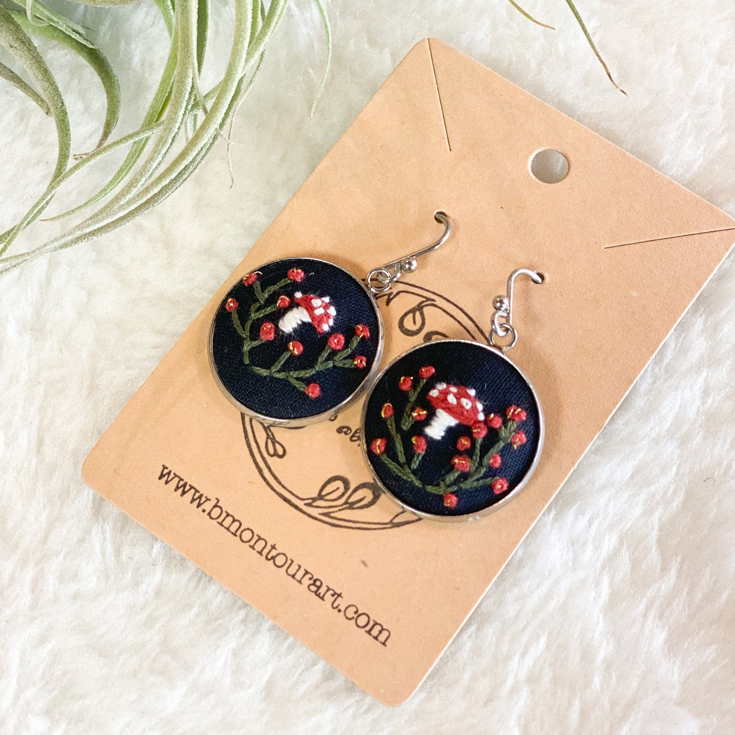 Amanitas + Cranberries Earrings by Brittany Montour