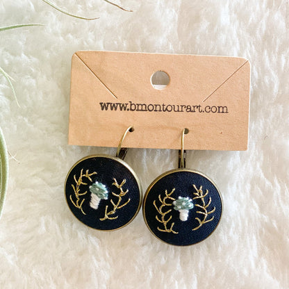 Amanitas + Golden Ferns Earrings by Brittany Montour