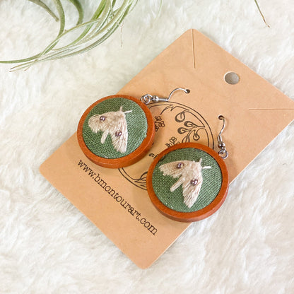 Cattail Caterpillar Moth Earrings by Brittany Montour