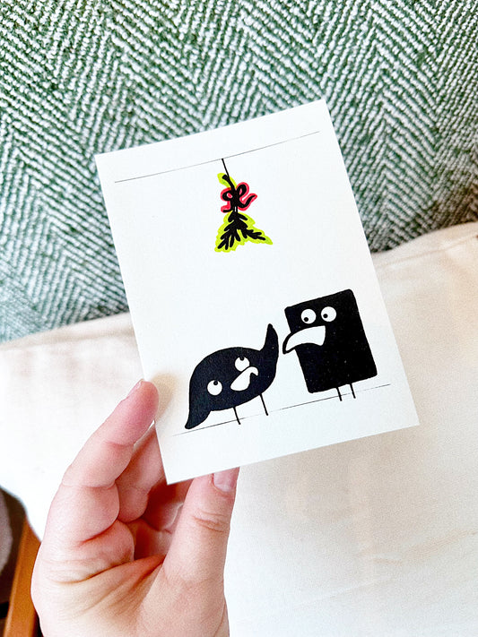 Mistletoe Ravens Card by Printworthy