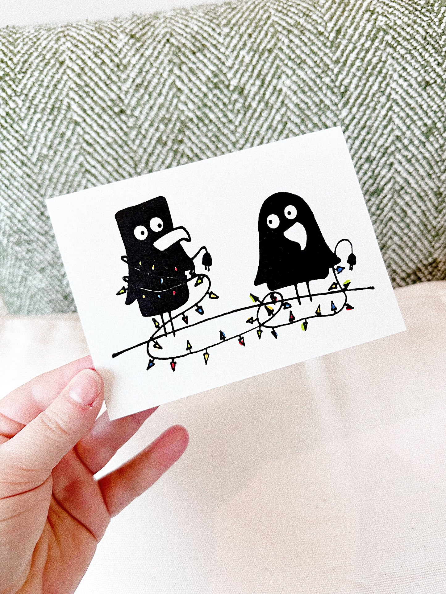 Christmas Lights Ravens Card by Printworthy