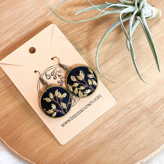 Golden Birch Branches Earrings by Brittany Montour