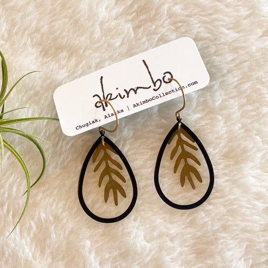 Branch in Shadow | Black + Brass Earrings by Akimbo Collection