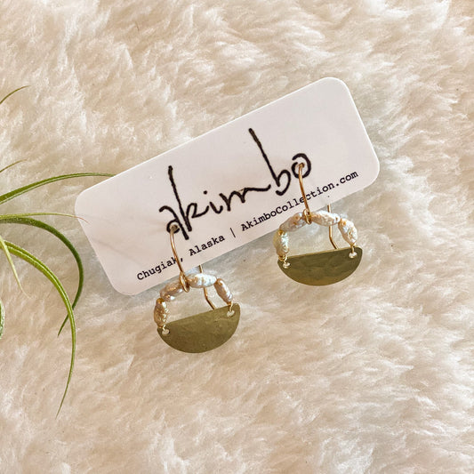Brass Bijou Earrings | Vintage Pearls by Akimbo Collection