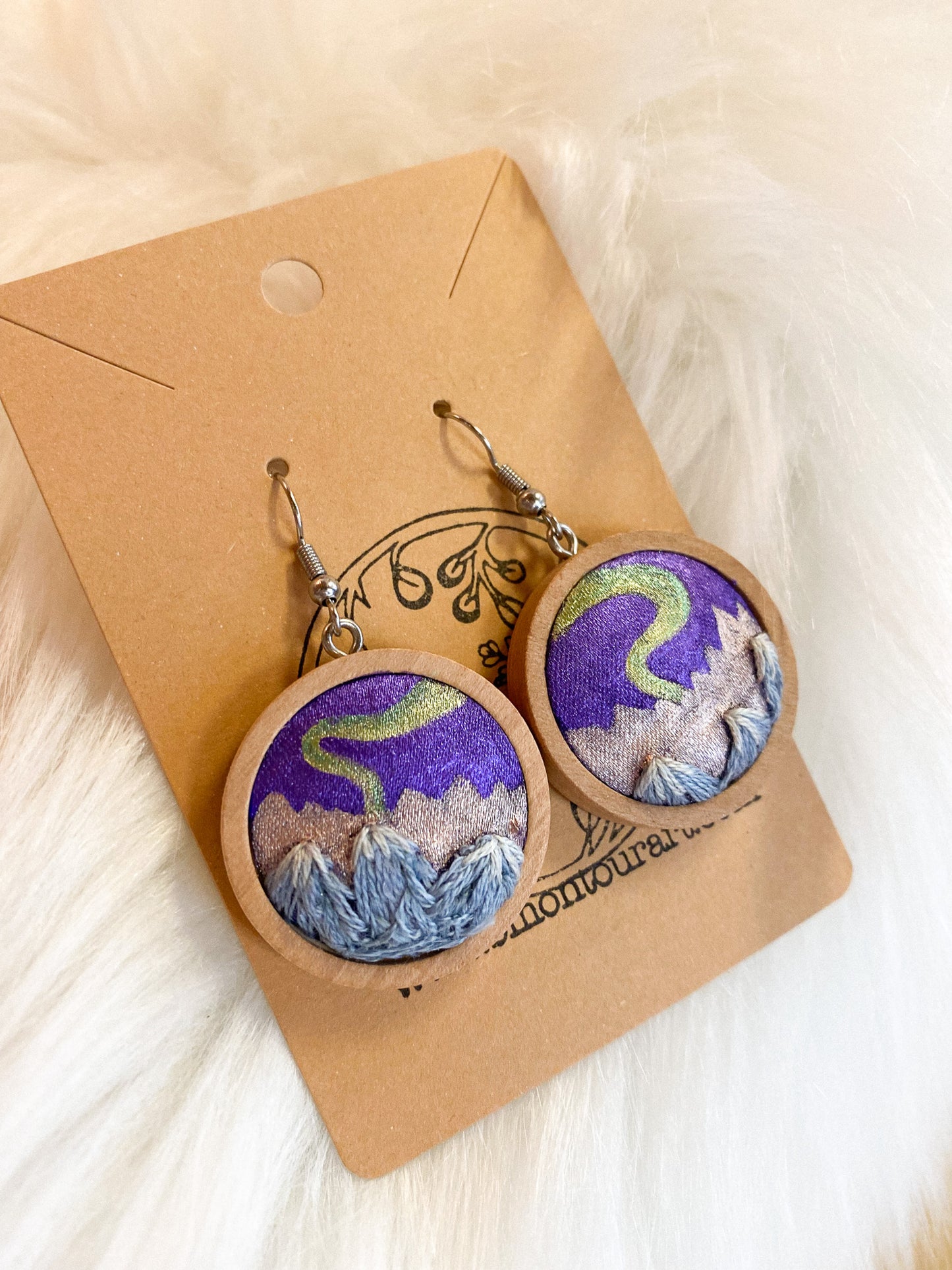 Aurora Over Pink Mountains Earrings by Brittany Montour