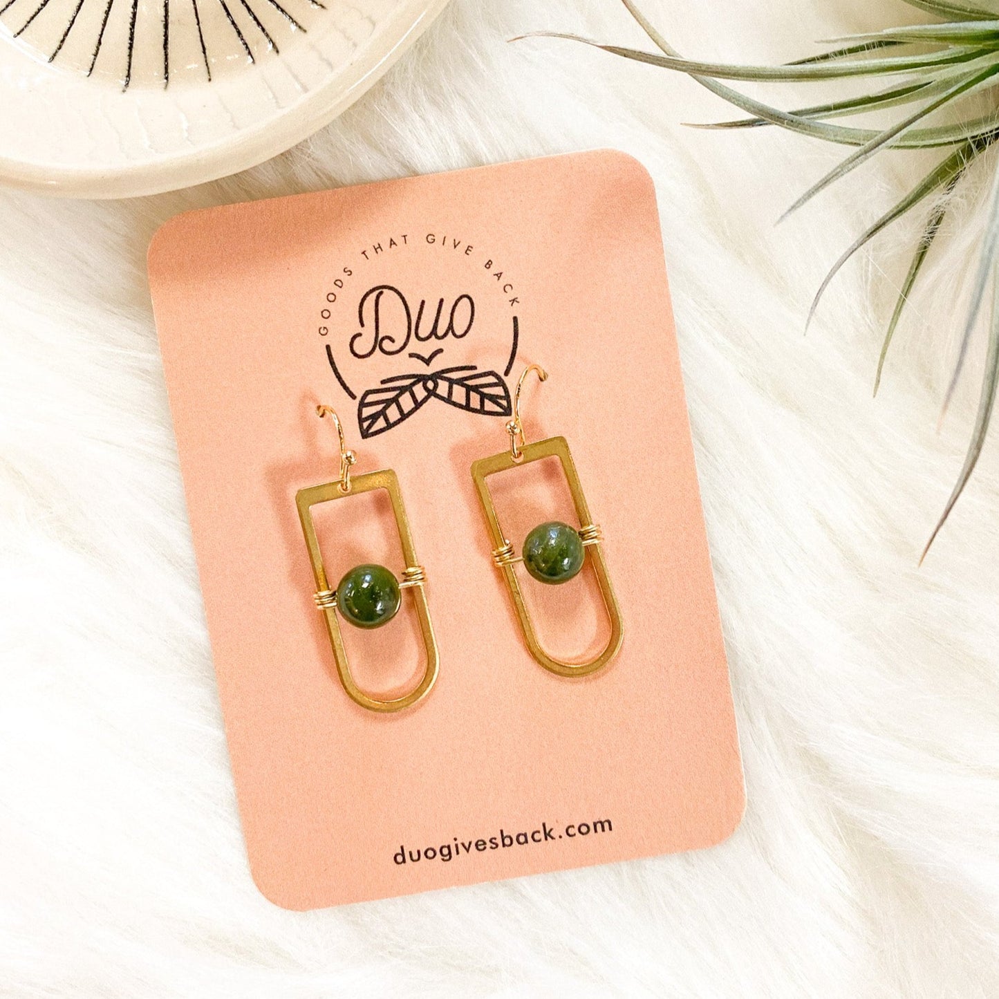 Sierra Stone Earrings | Brass by DUO Goods