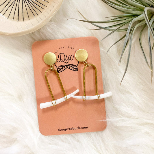 Tusk Dentalium & Brass Earrings by DUO Goods