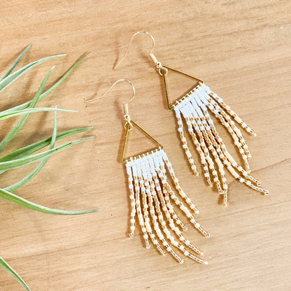 Triangle Beaded Earrings #18 by Blanche Sam