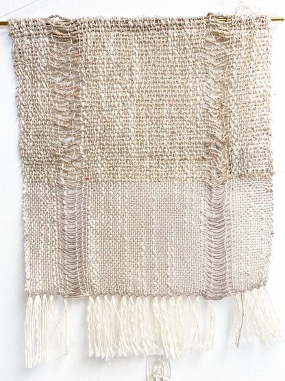 White + Tan Weave on Gold Rod by Weftwoven