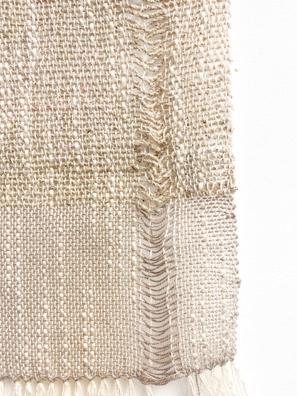 White + Tan Weave on Gold Rod by Weftwoven