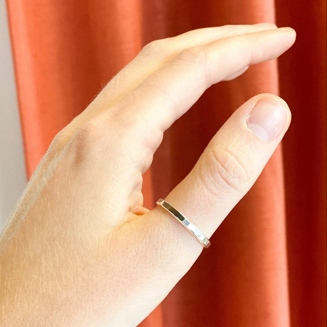 F-S || Silver Single Thick Hammered Ring by Elm Designs