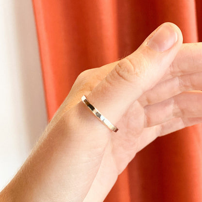 F-S || Silver Single Thick Hammered Ring by Elm Designs