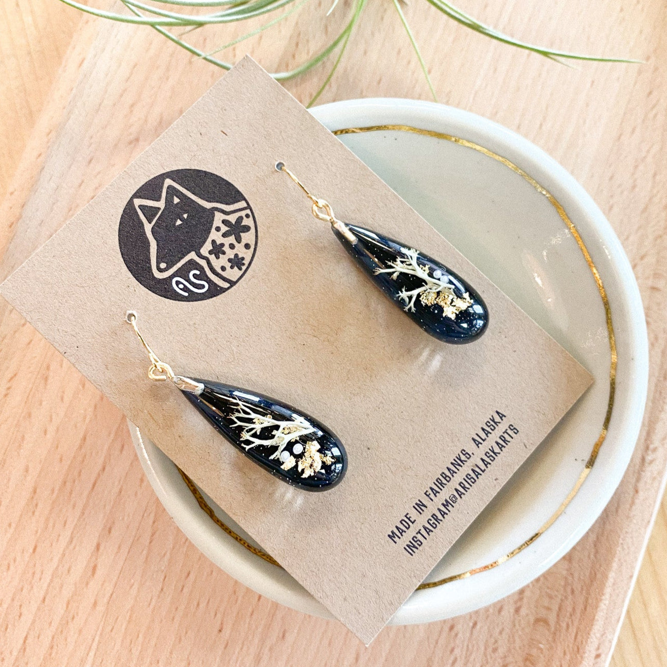 Lichen Drop Earrings by Arisa Sasaki #94