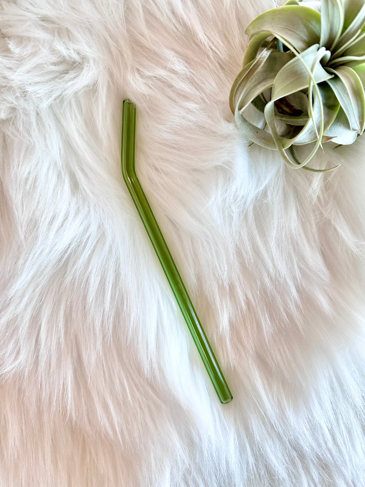 Green Bent Glass Straw