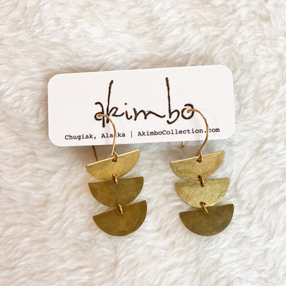 Brass Trio Earrings by Akimbo Collection