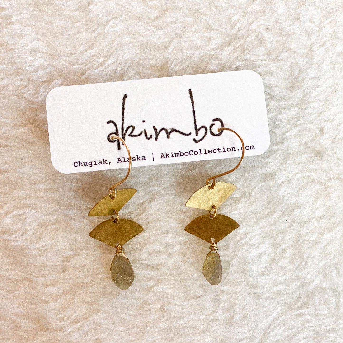 Meteor Drop | Brass + Amazonite Earrings by Akimbo Collection